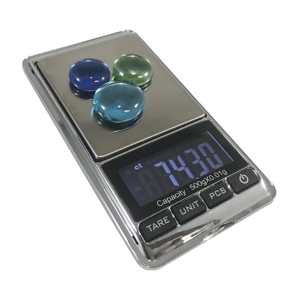 Moon Knight Optima Home Scales Sterling Pocket Scale with Lid Weighing Tray, Silver - 100 x 0.01 g OP385104 - main